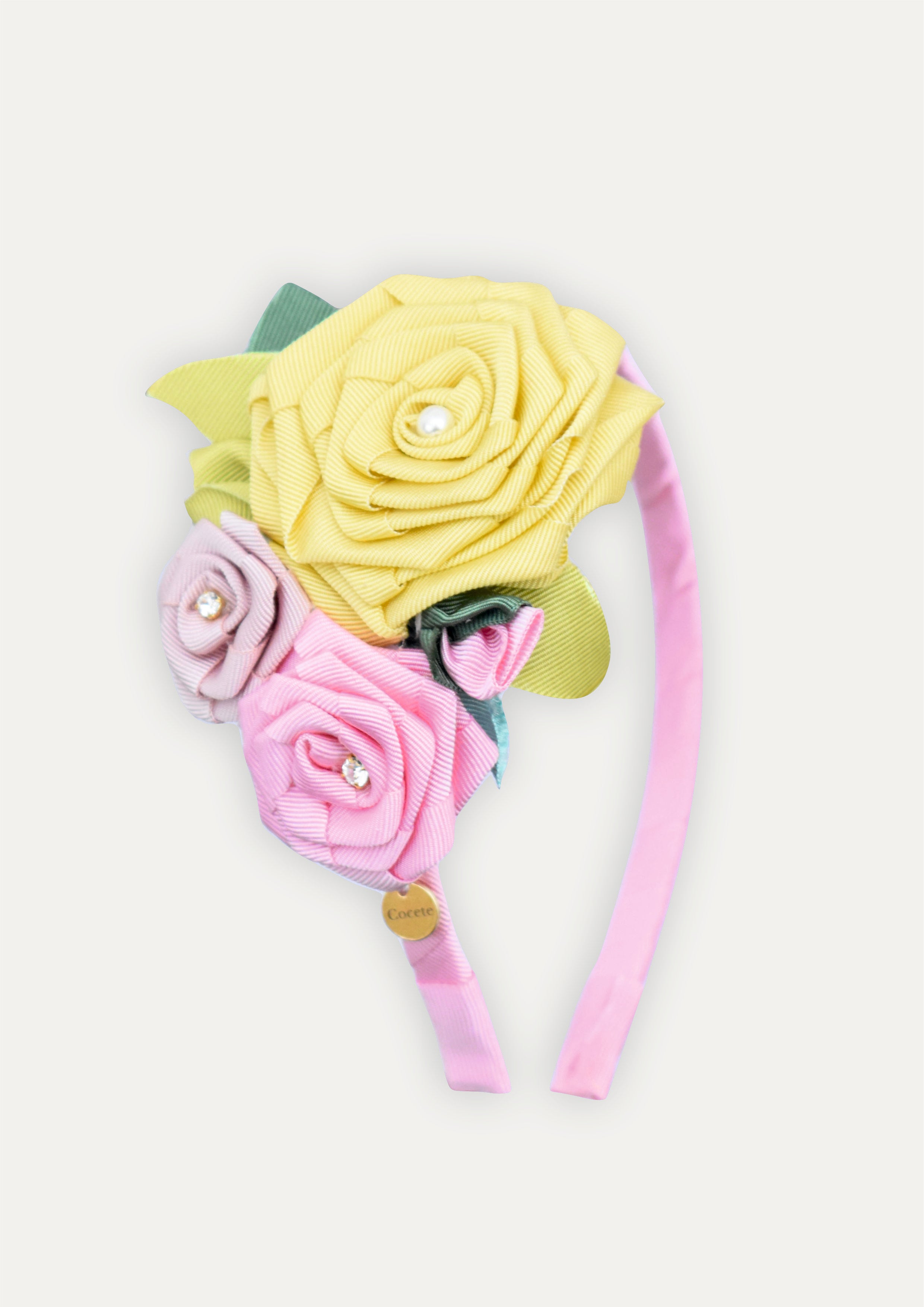 Floral Garden Headband with Crystal Accents