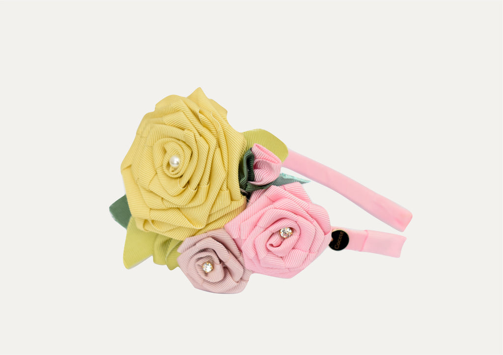 Floral Garden Headband with Crystal Accents