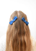 Navy Blue Double Bow Hair Clip with Crystals