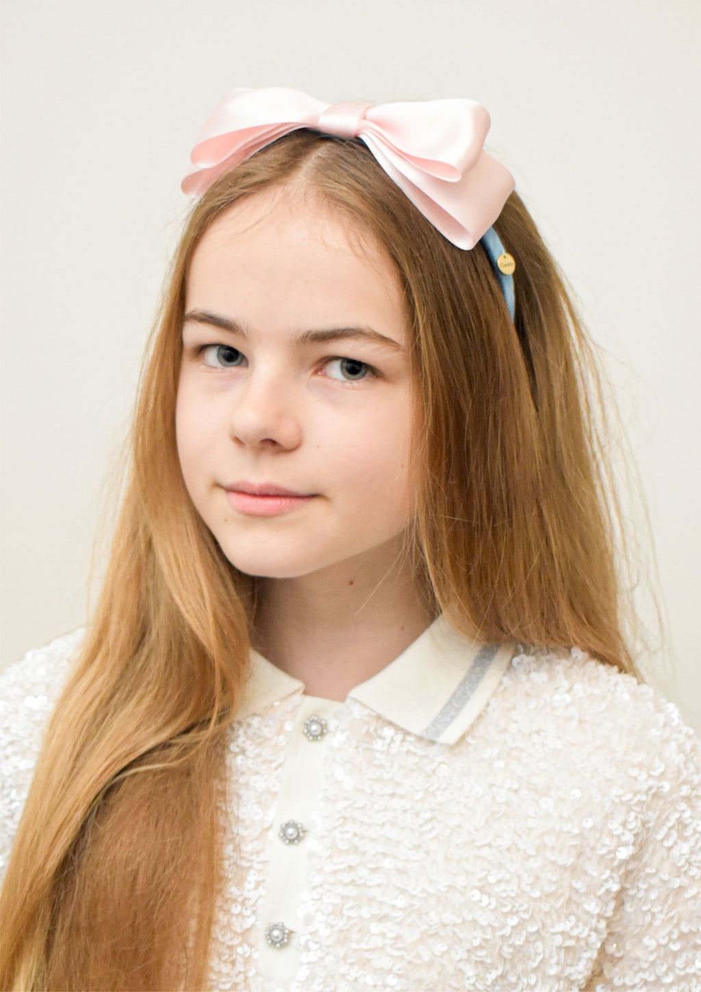 Oversized Light Pink Satin Bow Headband