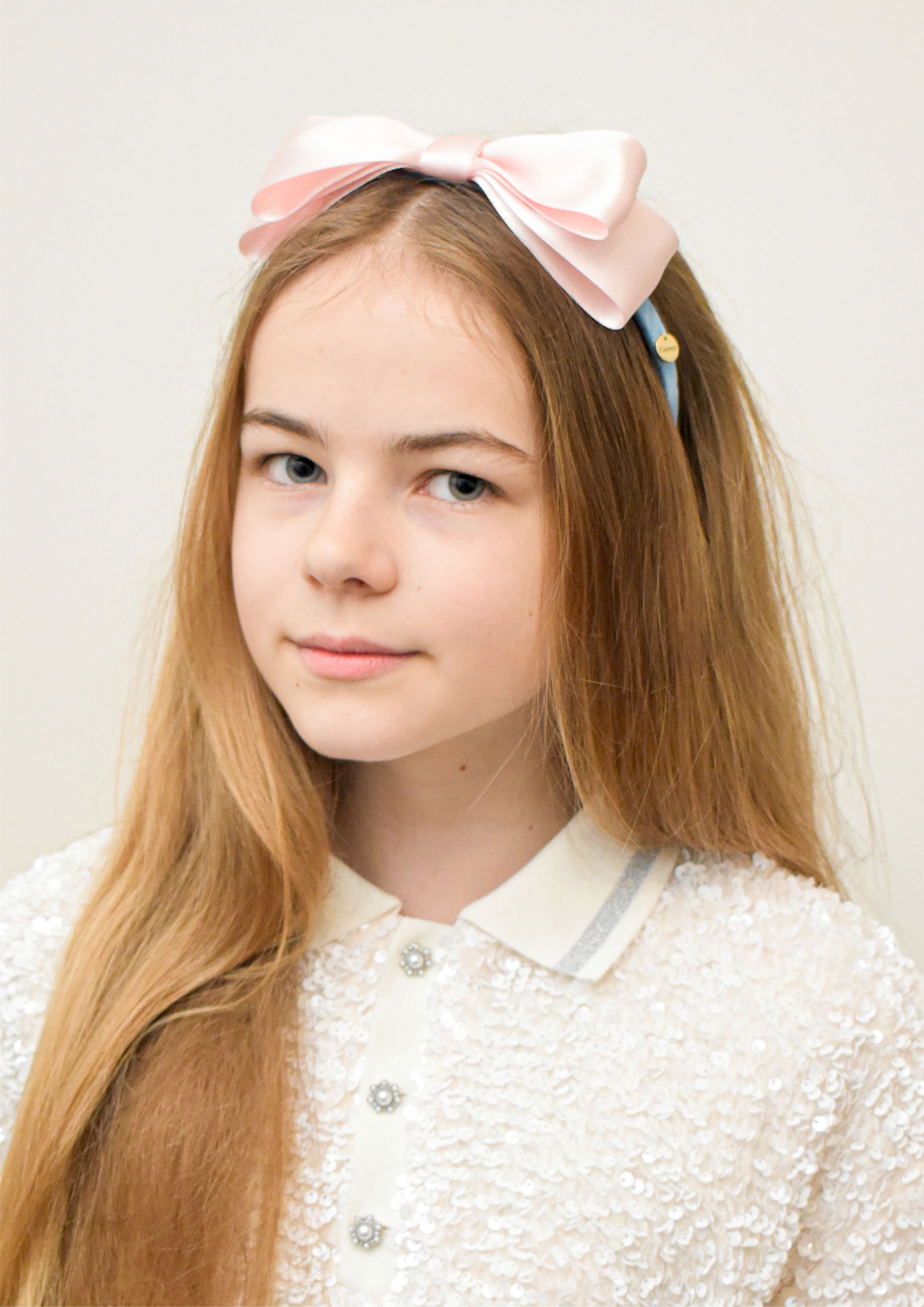 Oversized Light Pink Satin Bow Headband