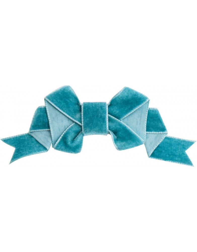 Aqua velvet hair bow clip