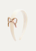Pink jeweled bow headband for girls