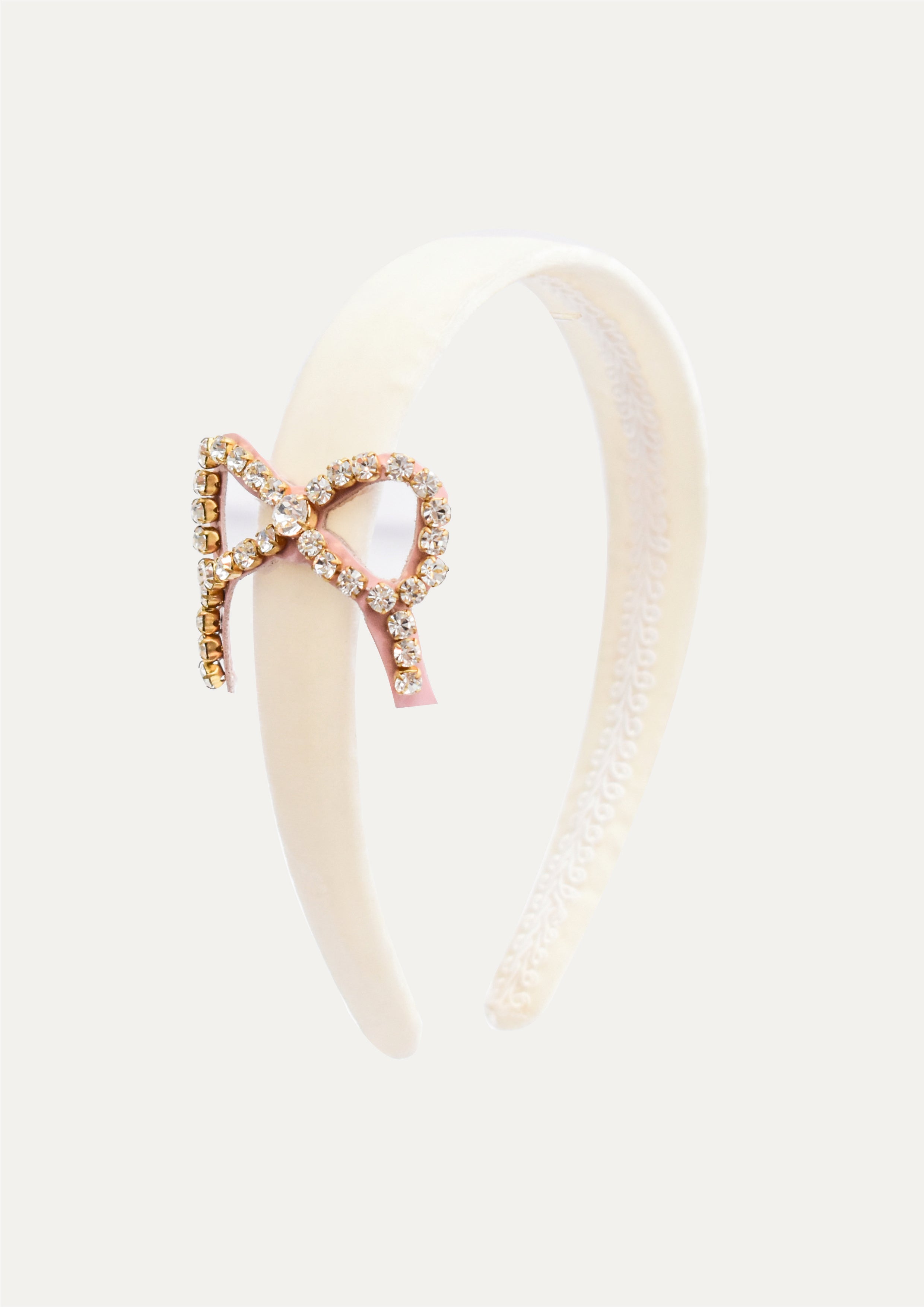 Pink jeweled bow headband for girls
