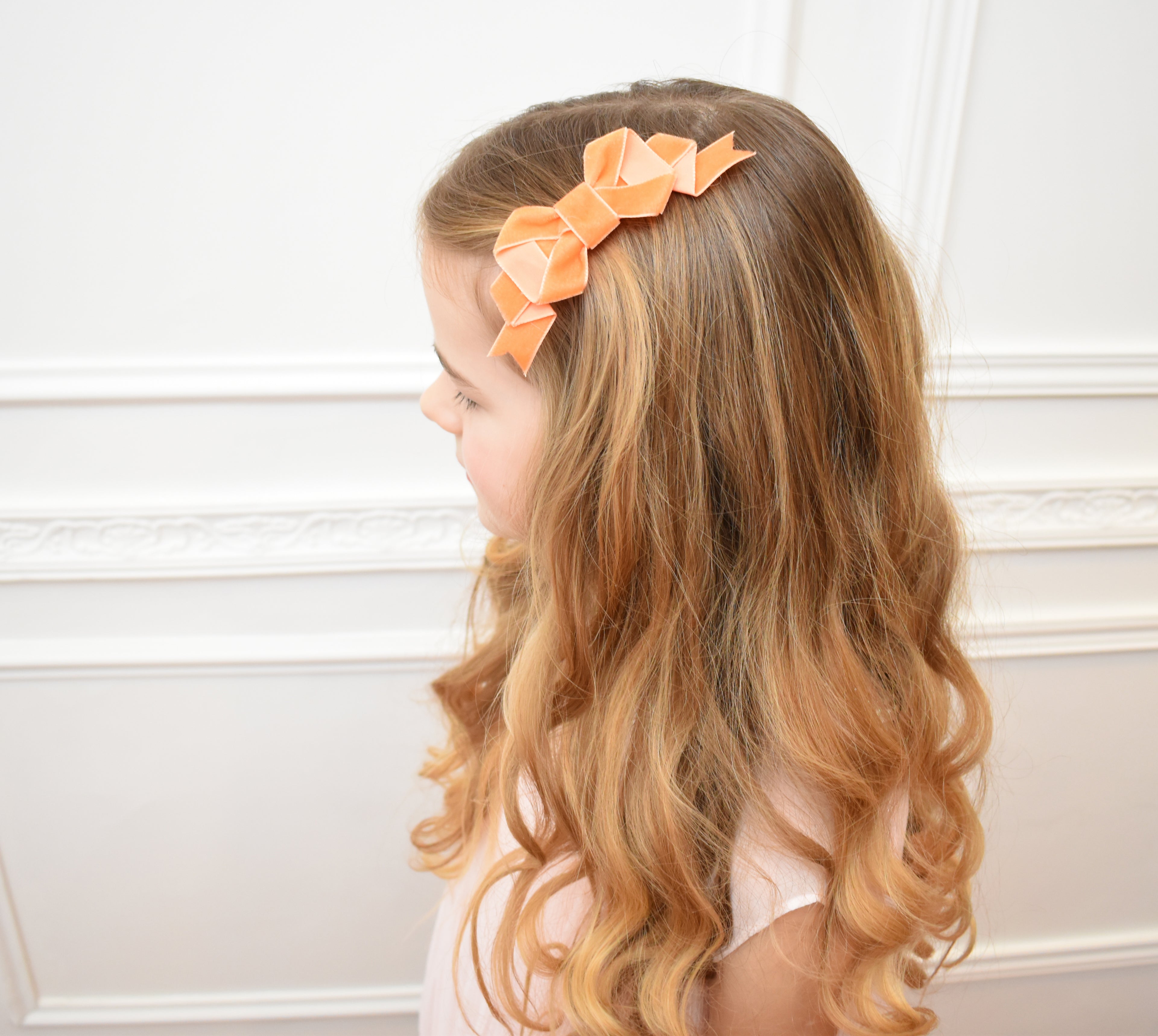 Orange Velvet Hair Bow Clip