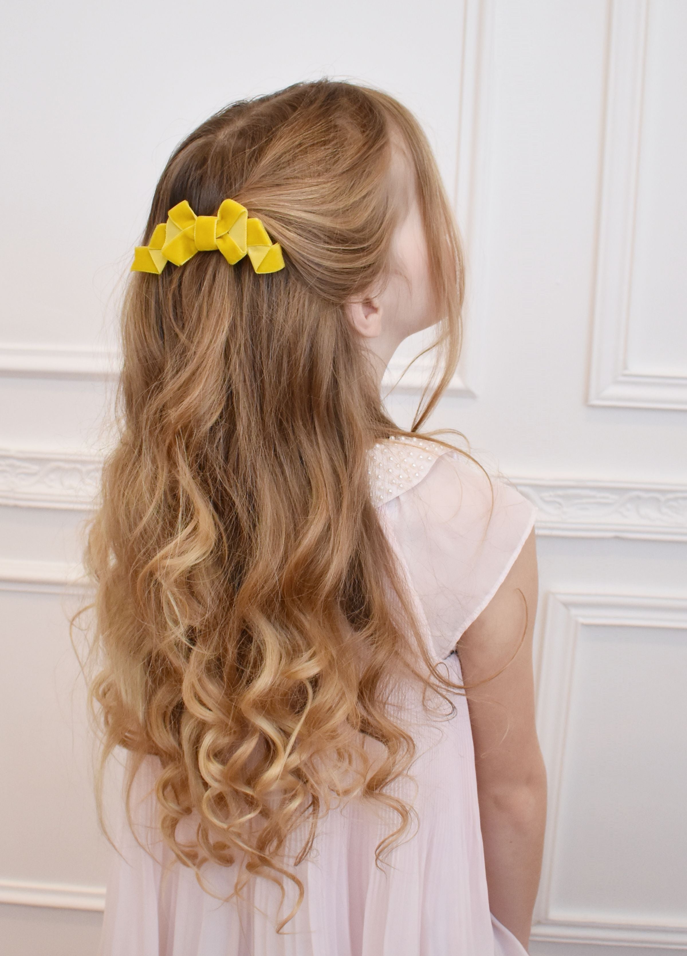 Mustard Velvet Hair Bow clip