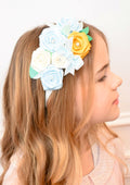 Blue and Ivory Roses Headband
