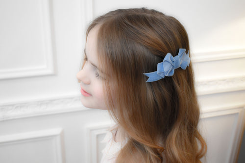 Blue Velvet Hair Bow Clip