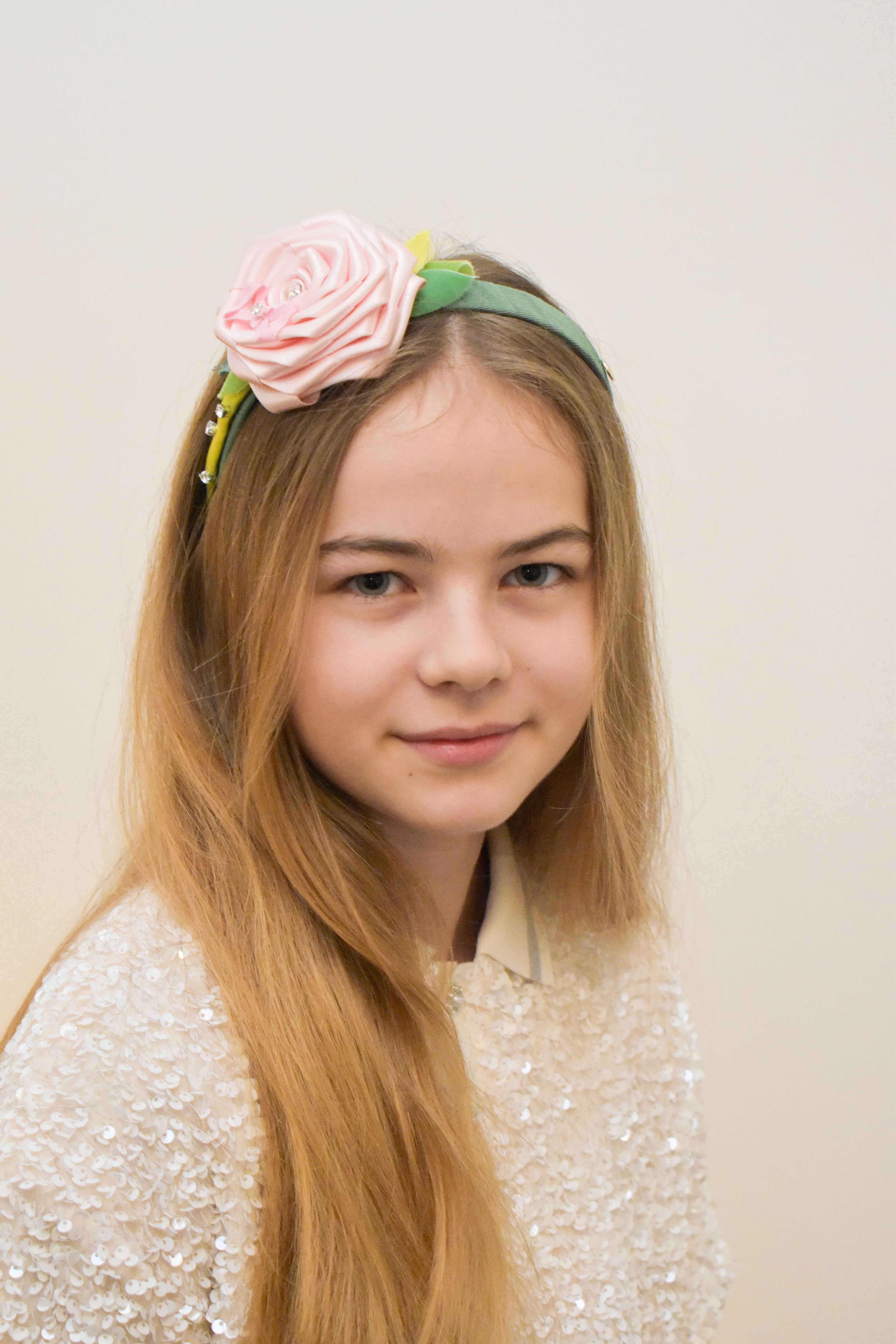 Elegant Pink Satin Rose Headband with Rhinestone Accents