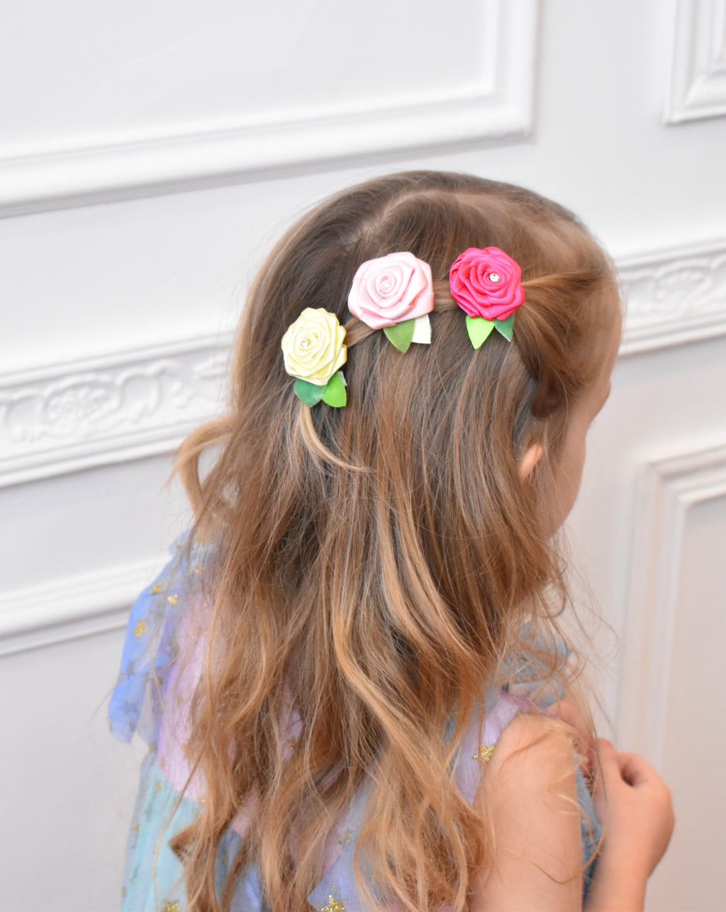 Maria Yellow Rose Hair Clip With Green Leaf small