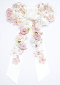 Statement hair barrette with embroidery  satin bow 